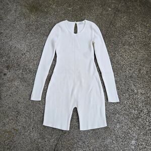 Vtg Y2k ADANOLA Plain Earthtone Minimal Heavy Ribbed Athletic Body Suit XS Fit